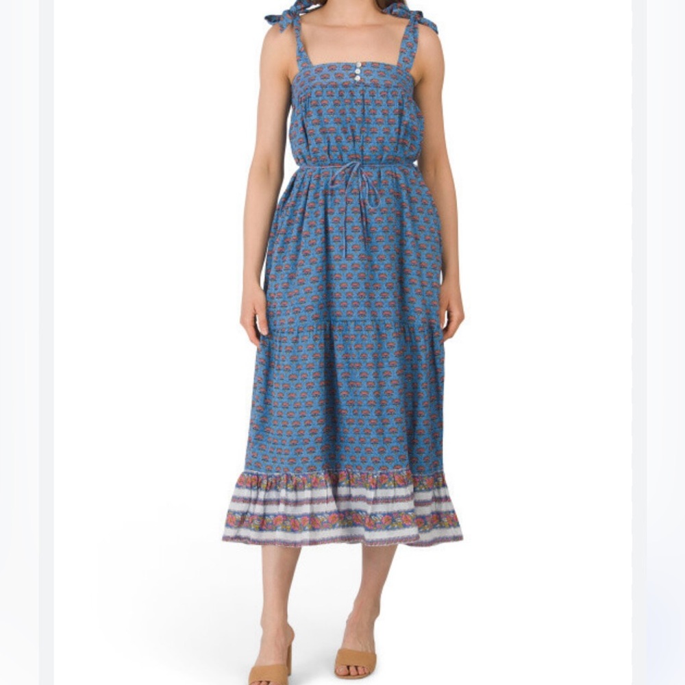 CLEOBELLA India Tie Strap Sleeveless Midi Dress with Pockets